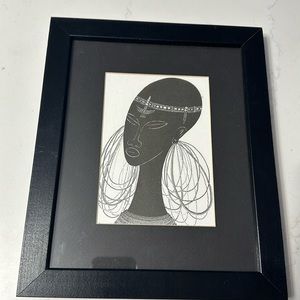 Maasai bride print back and white matted framed unsigned